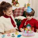 HERSITY Wooden Birthday Cake Toy Play Food Sets, Pretend Baking Kitchen Playset for Toddlers, Afternoon Tea Party Cake Toys Gifts for 3 4 5 Years Old Kids Girls Boys