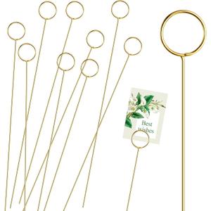 10 Pcs Metal Floral Place Card Holder, 12.2 Inches Flower Card Holder Gift Card Bouquet Kit for Bouquet Holder Wedding Party Birthday Party (Round)