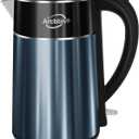Electric Kettle 1.8L, 1350W Fast Boiling Tea Kettle and Hot Water Boiler, Double Wall Cool Touch Design with 100% Stainless Steel Interior, Auto Shut-Off & Boil-Dry Protection, Black and Navy Blue