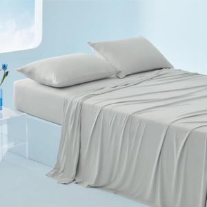 Bedsure Cooling Sheets King Size, Cooling Bed Sheets for Hot Sleepers, Chill Cool Sheet, Deep Pocket Up to 18 Inches, Soft & Breathable King Size Sheets Set, 4 Pieces, Grey