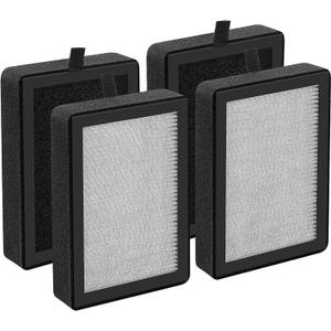 4 Pack LV-H128 Replacement Filter Compatible with LEVOIT LV-H128 / PUURVSAS (HM669A) / ROVACS (RV60) Air Purifiers, 3-in-1 Middle Layer, Activated Carbon Layer and Pre-Filter