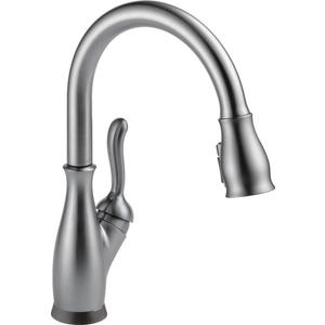 Delta Leland Brushed Nickel Touch Kitchen Faucet with Pull Down Sprayer, Traditional Single Hole Touch On Kitchen Sink Faucet, Single Handle, Arctic Stainless 9178T-AR-DST