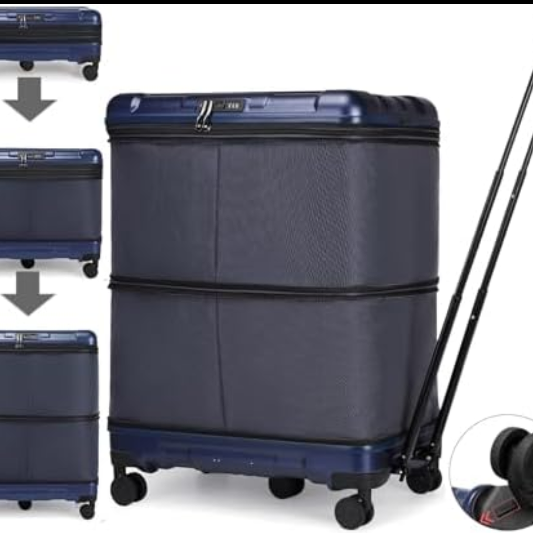 Hlrmsat 32Inch Expandable Travel Duffel Bag,Foldable Luggafe with Telescoping Handle,Carry on Suitcase with 3 Size and Removeable Wheels,Large Rolling Duffle Bag for Men Women (Black)