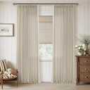 108 Inch Pinch Pleat Semi Sheer Curtains 108 Inches Long for Bedroom Living Dining Room Neutral Farmhouse Light Filtering Burlap Thick Linen Pinch Pleated Window Curtain 2 Panels Oatmeal Beige Sand