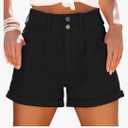 Womens Relaxed Fit Casual High Waist Pocketed Denim Shorts Black Medium