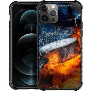 DAIZAG Case Compatible with iPhone 12 Mini,Shockproof Soft TPU Phone Case for Boy Men Gift Cover,Ice Fire Hockey