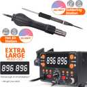 902D IV T12 Hot Air Soldering Station 2-IN-1 Kit with Extra Large Display, Small Silicone Work Mat, 2 Soldering Tips, 2 Lead-free Solder, Solder Sucker, ESD-Safe Tweezers
