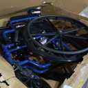 Drive Medical Blue Streak Lightweight Wheelchair - Portable Folding Mobility Aid - Swing-Away Footrests - Desk Arms - Durable Steel Frame - Easy Transport & Storage - 18-Inch Seat