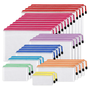 EOOUT 24pcs Mesh Zipper Pouch Bags, A4 Zipper Bags for Organizing Storage, Waterproof Zipper Pouches, Letter Size, File Bags for School, Toys, Puzzle, Board Games and Office Supplies