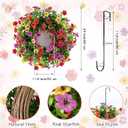 21'' Artificial Wreath for Outdoor Indoor UV Resistant Fake Plastic Plants Faux Flowers Daisy with Eucalyptus Leaves for Home Garden, Porch, Window Box, Front Door, Mix for Fuchsia Purple Yellow Red