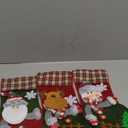 3 Pack Plaid Christmas Stockings with Golden Hooks, 12.6'' Knit Xmas Socks Set for Fireplace Mantel Decor, Traditional Holiday Hanging Stockings for Gifts & Decorations Santa Deer Snowman (Style 7)