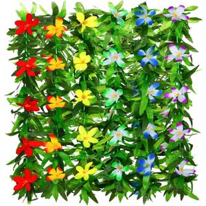 Aodaer 6 Pieces Hawaiian Leis Necklace Bulk Garlands Tropical Artificial Flowers Leaf Leis Luau Party Decorations for Beach Themed Party Supplies
