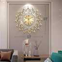 26.3 Inch Gold Large Wall Clock, Elegant 3D Modern Wall Clock with Dial Arabic Number, Non-Ticking Silent, Easy to Read, Suitable for Living Room, Kitchen, Bedroom, Office, Hotel