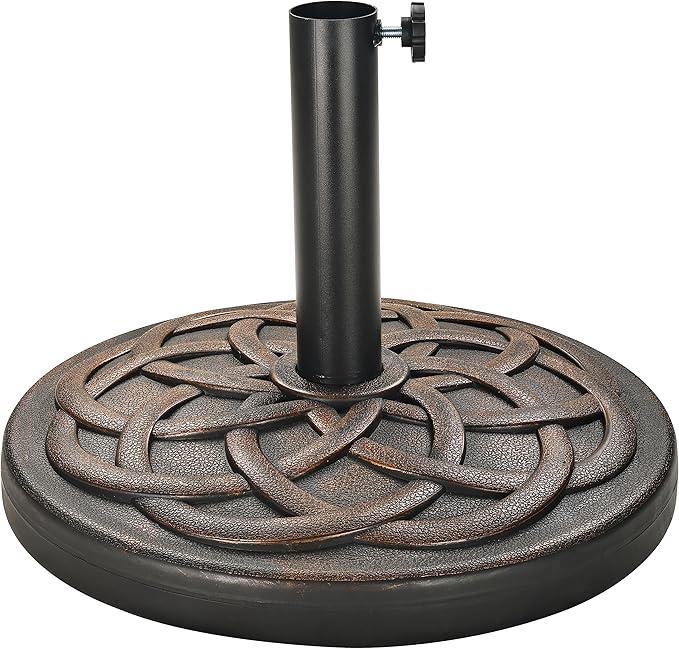 Elevon Heavy-Duty Umbrella Base with Adjustable Pole Holder, 35 Lbs, Bronze - Outdoor Stand and Support for Umbrellas - Ideal for Backyard, Lawn, Poolside, Patio, and Garden | Outdoor Stand and Support for Umbrellas - Ideal for Backyard, Lawn, Poolside, Patio, and Garden
