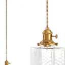 Hanging Pendant Light, Antique 5.31 Inch Pendant Lights with Light Bulb Retro Glass Shade Easy Installation Braided Light Cord Hanging Lamp for Living Room, Bedroom and Dining Room (Hardwired 13.5cm)