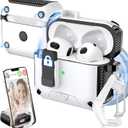 for AirPods 3rd Generation Case Cover, Compatible with Magsafe, Magnetic Automatic Lock, Charging Port Dust-Proof & Stand Design with Cleaning Kit, Black/White