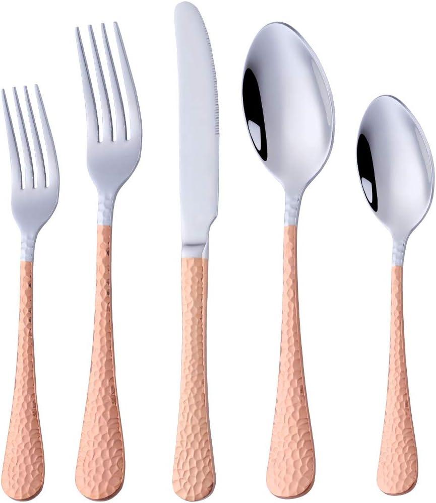 Buyer Star 20-Piece Heavy Duty Silverware Flatware Set for 4, Stainless Steel Luxury Cutlery Sets for Home Restaurant Hotel, Rose Gold, Mirror Polish, Dishwasher Safe Buyer Star 20-Piece Heavy Duty Silverware Flatware Set for 4, Stainless Steel Luxury Cutlery Sets for Home Restaurant Hotel, Rose Gold, Mirror Polish, Dishwasher Safe