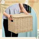 Jingmore 2 Pack Paper Rope File Box Organizers Collapsible Letter Size Filing Cabinet with Lid Woven Hanging File Basket Portable Decorative Document Storage Box for Office/Decor/Home (Letter Size)