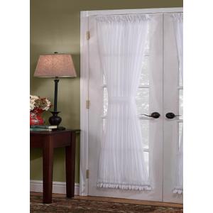 White Emelia Door Panel Sheer Curtains (2), ( 41" x 86", )