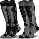 Merino Wool Ski Socks Mens Womens 2 Pairs for Skiing, Snowboarding, Thermal Knee High Winter Warm Sports Performance Socks (Large)