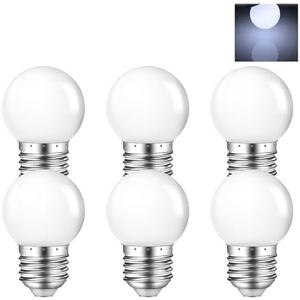 MZyoyo Night Light Bulb,1W LED Light Bulbs,G14 G45 E26 Lights Bulbs,Energy Saving Light Bulbs 5 Watt Equivalent,Cool White 6500K,Small LED Night Light Bulb for Halloween Holiday Decoration,6 Pack