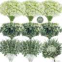 ASTRYAS 300Pcs 3 Kinds Mixed Eucalyptus Leaves Stems, Babys Breath Artificial Flowers Bulk with Faux Eucalyptus Leaves Greenery Stems for Wedding DIY Bouquets Floral Arrangement Home Decor