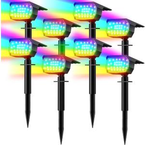 LANSOW Solar Spot Lights Outdoor Color Changing, [7 Modes/8 Pack] Christmas Landscape Spotlights, Solar Lights Outdoor Waterproof, Solar Powered Flood Lights for Outside Yard Garden Pathway