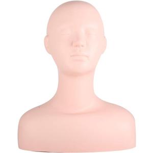 Multi Function Makeup Practice Head, Silicone Skin Texture Facial Esthetics Mannequin for Cosmetology Students Salon Training And Wig Display Model Soft Head With Shoulders Pvc