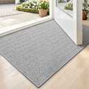 LUMI Ultra Thin Indoor Door Mat for Entrance 17"x30", Non Slip Entryway Mat, Low Profile Doormat, Unique Herringbone Design Carpet for Inside, Patio, Porch, Gray (Grey)