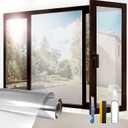 Window Privacy Film One Way Daytime Privacy Static Cling, Mirror Vinyl Roll Heat Control Anti UV Window Tint for Home and Office,Non-Adhesive Window Film,Silver, 35.43" x 78.7"