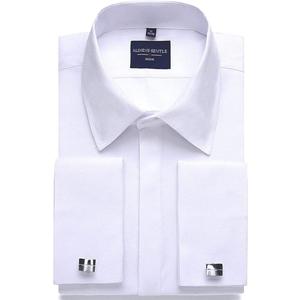 Alimens & Gentle Men's Dress Shirts French Cuff Long Sleeve Regular Fit Tuxedo Cufflinks Shirt (16.5" Neck 34"-35" Sleeve, White)