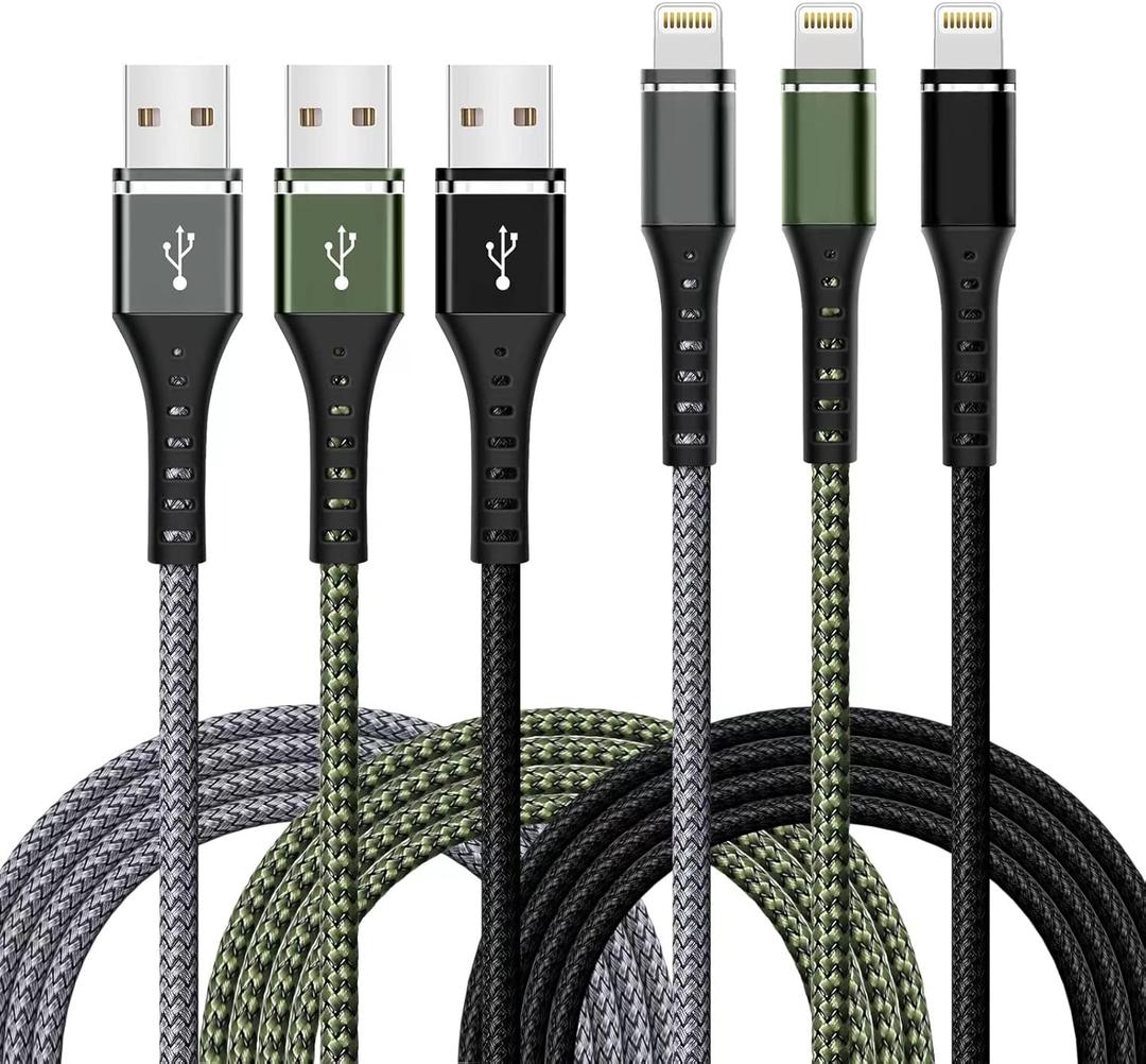 2 x [Apple MFi Certified] iPhone Charger Fast Charging 3-Pack 3FT Lightning Cable Nylon Braided iPhone Charger Cord Compatible with iPhone 14 13 12 11 Pro Max XR XS X 8 7 6 Plus SE iPad and More 3FT