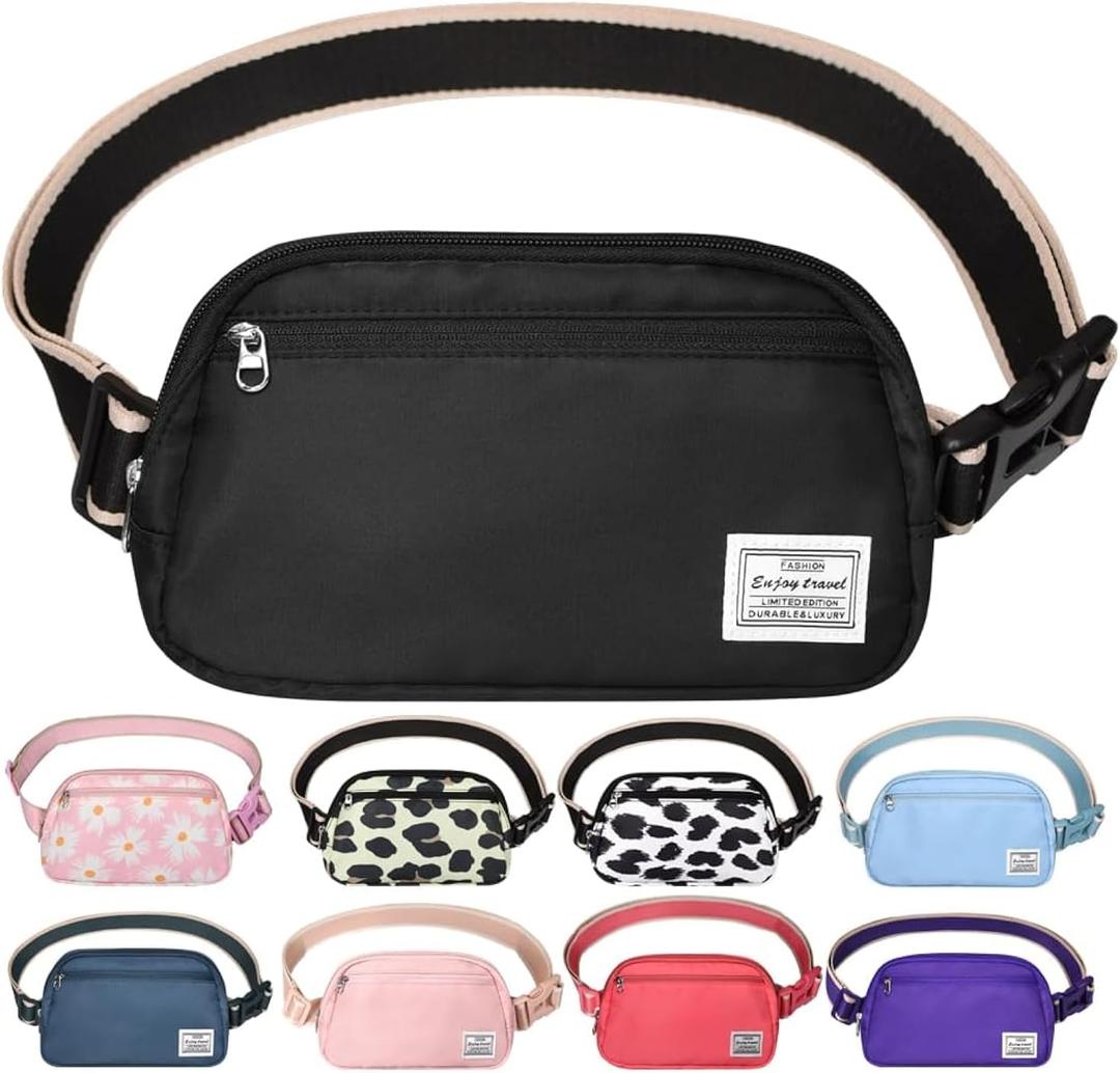 DMLuna Small Crossbody Bags for Women Trendy, Lightweight Fanny Pack for Women & Men, Mini Belt Bag, Waist Bag with Adjustable Strap for Running Workout Traveling, Black
