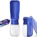 WePet Foldable Portable Dog Water Bottle Puppy Water Dispenser with Drinking Feeder, 12 OZ, High-Temperature Resistant Leak Proof for Pets Outdoor Walking, Hiking, Travel, Food Grade Plastic BPA Free (#06 Navy Blue)