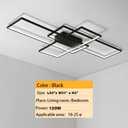 LED Ceiling Light 3000K-7000K Flush Mount Luminaire Dimmable with Remote Control Chandelier for Living Room Dining Room Bedroom Kitchen (Black-VL17025-B-L), 54" x 31" x 3"