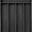 Besilord Bamboo Silverware Holder - Drawer Organizer with 5 Slots (Black)