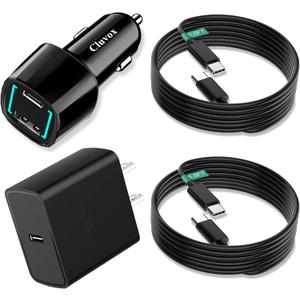 45W Super Fast USB C Car Charger and Wall Charger Block for Samsung S25 Ultra/Plus/S24/S23/S22/S21/Note 20/W25, iPhone 17 Pro Max, Galaxy Tab S10+/S9 PPS Type C Fast Charging with 2 Pack 6.6ft Cable