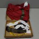 SATINIOR 4 Pcs Greek Toga Costume Men Greek God Outfit Halloween Adult Roman Accessories Set (Medium, Red and White)