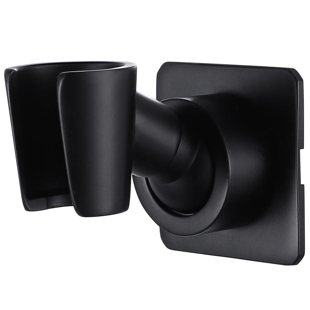 Shower Head Holder All Meta lHandheld Shower Wand Bracket Adhesive Shower Wall Mount Holder Brass Shower Spray Holder Black, Drill Free Glue Installation Item Depth 19.8