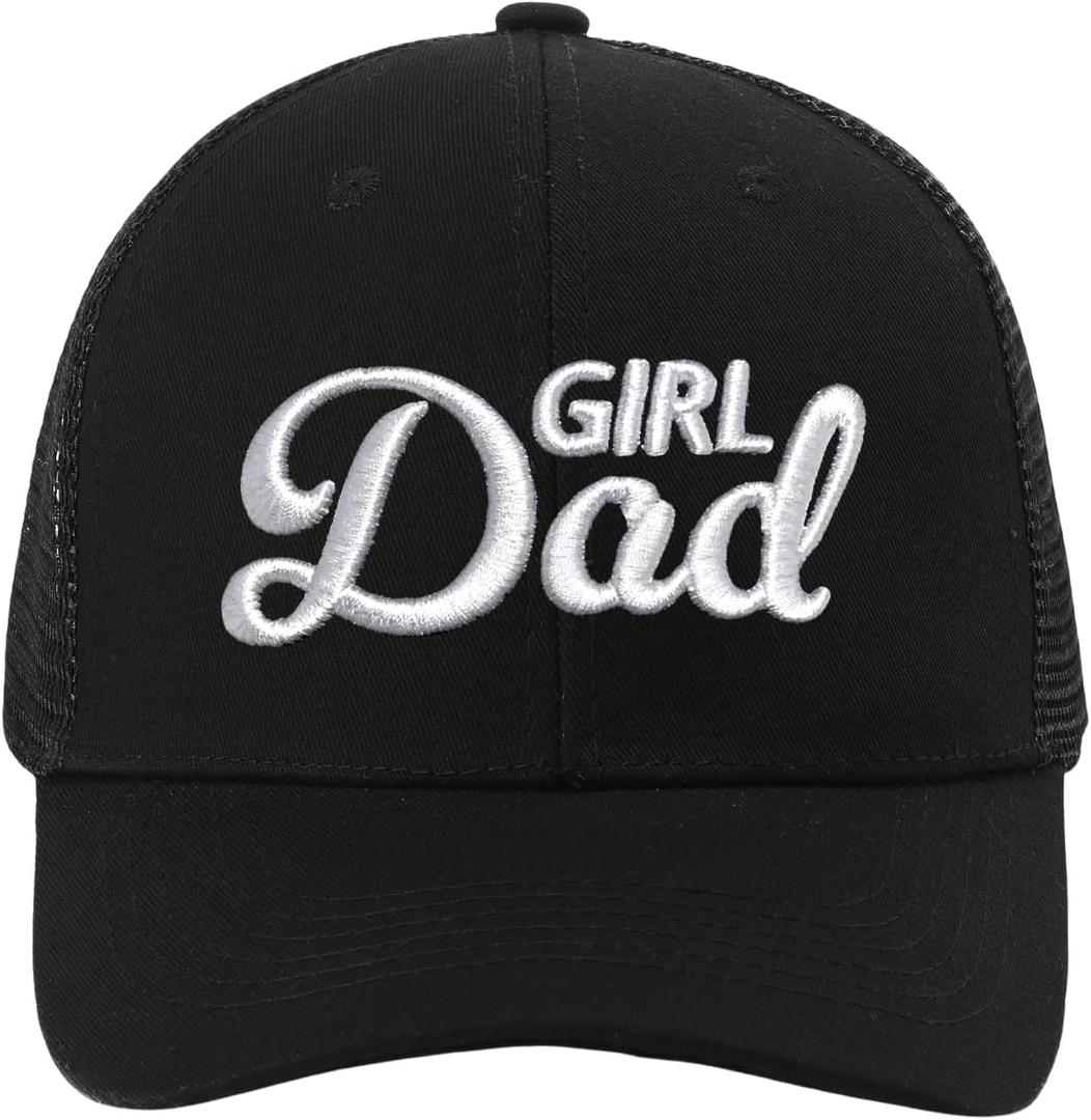 Girl Dad Hat Gifts for Dad Trucker Hats Fathers Day Hat Mesh Baseball Cap Mens Birthday Gift (Black)