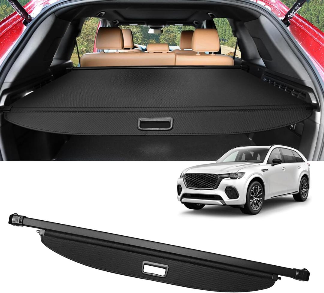 Cargo Cover for Mazda CX-70 CX70 2024 2025 2026 Accessories Retractable Trunk Cover Security Shielding Shade Cargo Luggage Cover Trunk Privacy Protection (Carbon Fiber Texture)