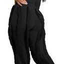 EDITCOZY Women Sexy Two Piece Outfits Fringe Pants Set Long Sleeve Club 2 Piece Going Out Birthday Party Night (Black, L)