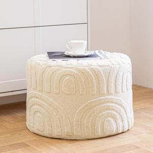 Asuprui Plush Fabric Ottoman Footrest  20"x14" Soft Foam Pouf with Removable Cover Perfect for Living Room, Bedroom & Dorm(Linen)