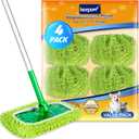KEEPOW Reusable Mop Pads Compatible with Swiffer Sweeper Mop, Microfiber Dry Sweeping Cloths, Washable Wet Pads Refills Mopping Cloth Refills for Hardwood Floor Cleaning, 4 Pack