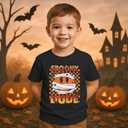 Toddler Halloween Shirts Baby boy Spooky Dude T-Shirt Funny Bandages Face Graphic Tee Bats Print Spooky Season Tops (18-24 Months, Black)
