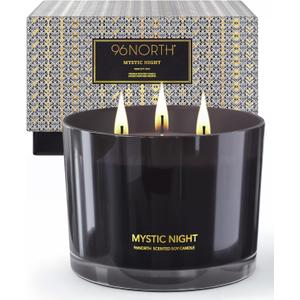 96NORTH Luxury Black Candle | Large 3-Wick Jar Candle | Up to 40 Hours Burning Time | 100% Natural Soy Wax | Relaxing Aromatherapy Aesthetic Candle | Housewarming Gift for Men and Women