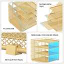 Gold Desk Organizer, 4-Tier Metal Paper Organizer for Desk with Vertical File Holder, Office Accessories and Desktop Storage for Office Supplies (Gold)