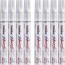 Overseas Paint Pens Paint Markers - White Permanent Markers 8 Pack, Oil Based Waterproof Quick Dry Medium Tip Marker Pen for Metal, Wood, Fabric, Plastic, Rock, Stone, Mugs, Canvas, Glass, Art Craft