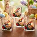 Havawish Easter Votive Candle Holders Set of 2, Bunny Candle Holder Rabbit Glass Square Votive Tealight Candles Holders Bulk for Easter Spring Table Centerpiece Decor Home Decoration