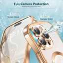 [CD Ring & Curly Wave Edge] for iPhone 15 Pro Case, 2025 Upgraded [Full Camera Protection] [Compatible with MagSafe] Plating Soft Non-Yellowing Clear Case for 15 Pro 6.1 " Men Women ,Titanium Gold
